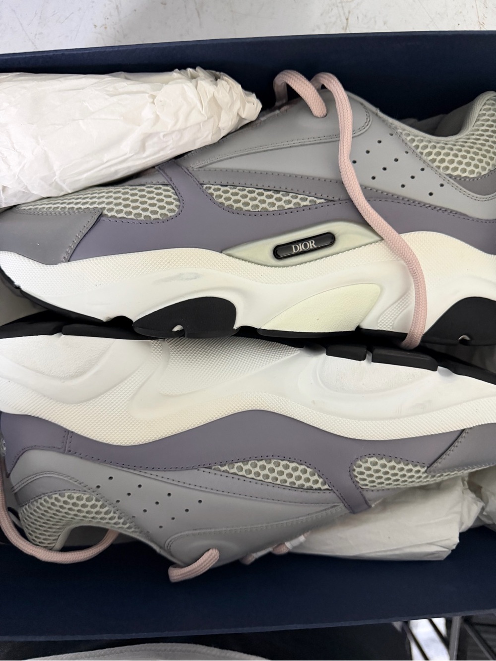 Dior men’s Gray & Lavender Mesh Runner Sneakers